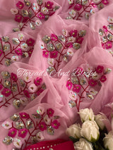 Pink Floral Stem Saree