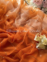 Ombré Sunset Sequin Stripe Saree
