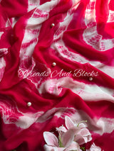 Rani Leher Shibori Saree