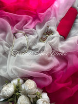 Fuchsia Frost Ombré Chiffon Saree