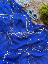 Midnight Galaxy Sequin Jaal Saree