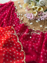 Citrus Berry Bandhani with Scalloped Border