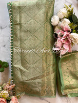 Crushed Tissue Banarasi Border Saree with Pearls