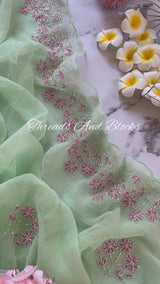 Pastel Pistachio Cut Dana Border Saree