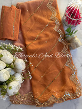 Ombré Nude Saree with Mirror Sequins