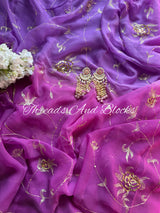 Shaded Purple Floral Jaal Saree