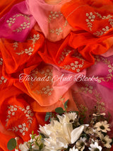 Hues of Pink Orange Cut Daana Saree