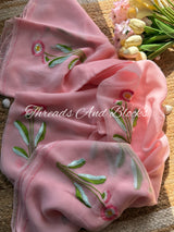 Blushing Dahlia Chiffon Saree