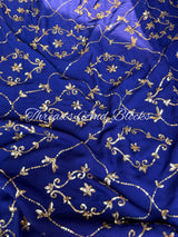 Royal Blue Maharani Jaal Saree