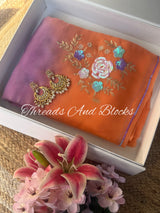 Peach Lavender Floral Bunch Saree