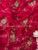 Anaari Pink Floral Jaal Saree