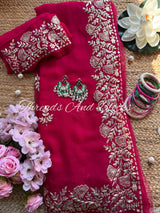 Rani Floral Pittan Border Saree