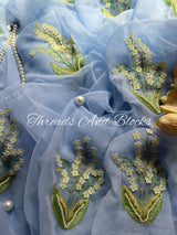 BLUE PORCELAIN Chiffon Saree