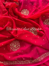 Red Rani CutDaana Glimmer Saree