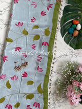 Cloud of Petals Hand Painted Crepe Saree