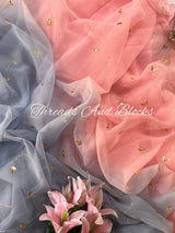 Pink Grey Sitara Patti Jaal Saree