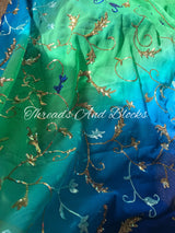 Ocean Moss Paisley Jaal Saree