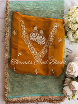 Crushed Tissue Saree with Contrast Blouse