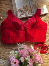 Red Kachi Gota Jaal Blouse