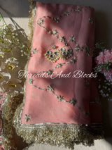 Gulabi Chaandni Gota Saree