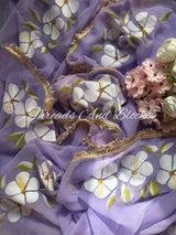 Lavender Hibiscus Saree with Border