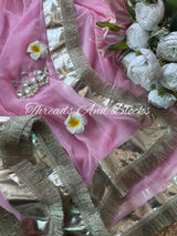 Mukaish Silver Lappa Border Saree