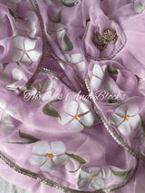 Lavender Bloom Hibiscus Border Saree