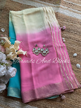 Shimmer Border Pastel Georgette Saree