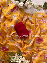Yellow Calendula Floral Saree