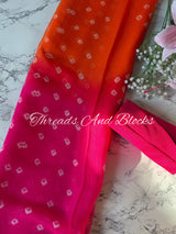 Rani Orange Bandhani Saree