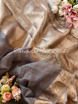 Crushed Tissue Banarasi Border Saree with Pearls