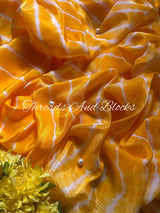 Yellow Organza Leheriya Saree