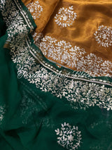 Bottle Green Pittan Border Saree