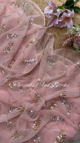 Baby Pink Leaf Jaal Saree