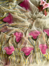 Tulip Bush Hand Painted Saree