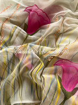 Tulip Bush Hand Painted Saree
