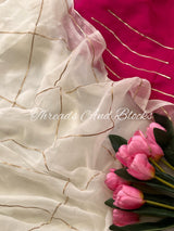 Cream Sikhiya Gota Jaal Saree