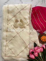 Cream Sikhiya Gota Jaal Saree