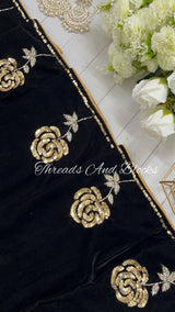 Black Rose Velvet Shawl
