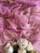 Ombré Lilac Scalloped Border Saree
