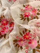 Pink Poppies with Sitara Hand Painted Saree