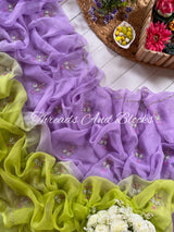 Green Lavender Floral Buti Saree