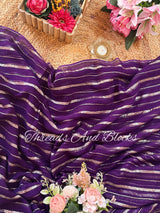 Georgette Purple and Gold Saree