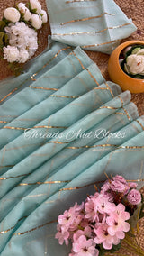 Ombré Blue Sequin Stripes Saree