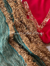 Crushed Tissue Saree with Contrast Blouse