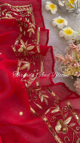 Organza Festive Floral Border Saree
