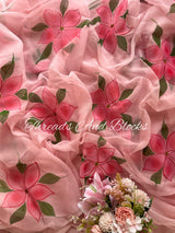 Pink Lily Hand Painted Saree