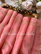 Peachy Pink Mughal Jharokha Jaal Saree