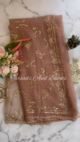 Ombré Nude Mughal Jharokha Jaal Saree