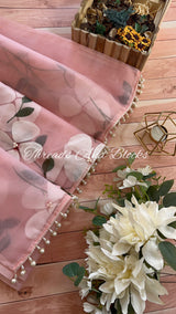 Organza Hibiscus Saree with Pearls